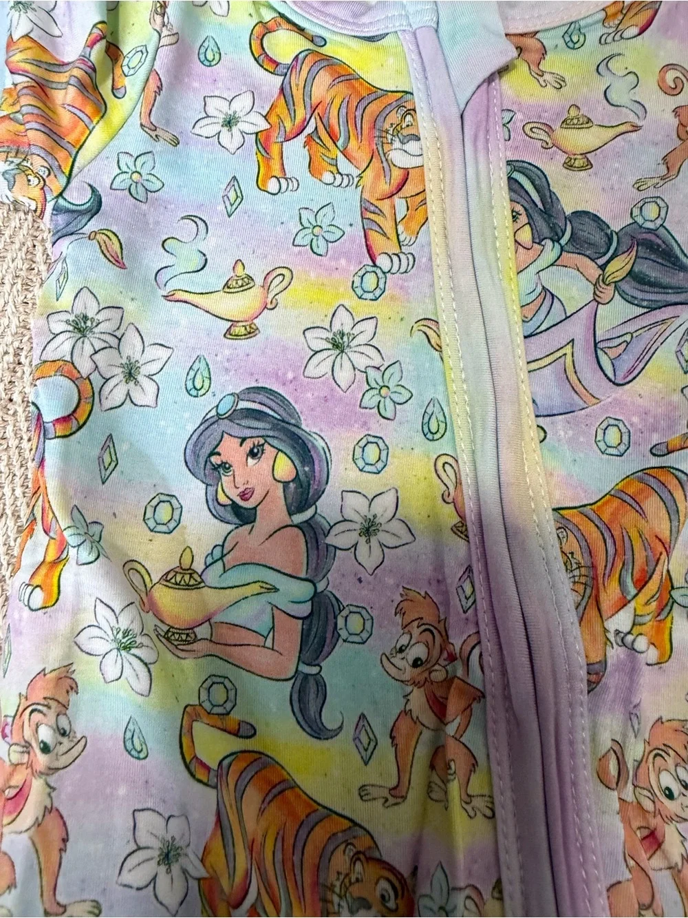 Disney Baby Pastel Jasmine Short-Sleeve Zip Romper - Multicolor